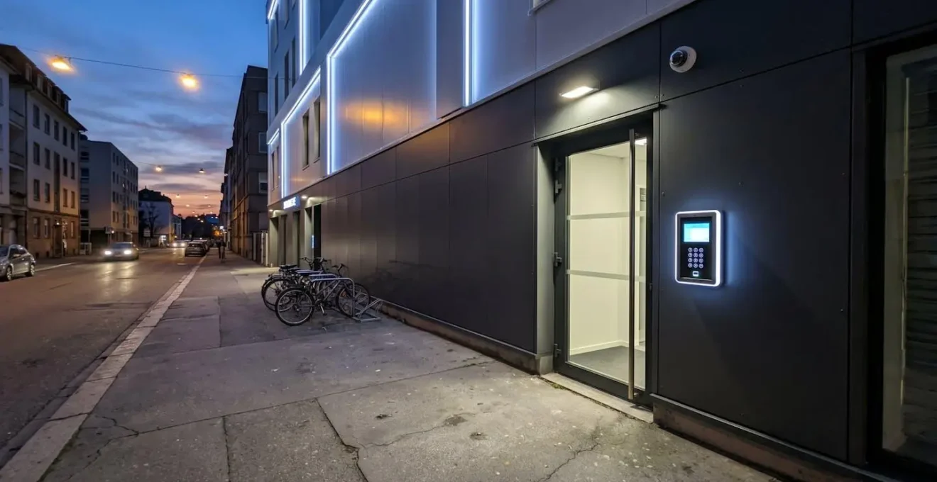 Conseiller accueillant une cliente dans un espace de réception moderne d'un centre de stockage, échange naturel de profil dans une ambiance lumineuse